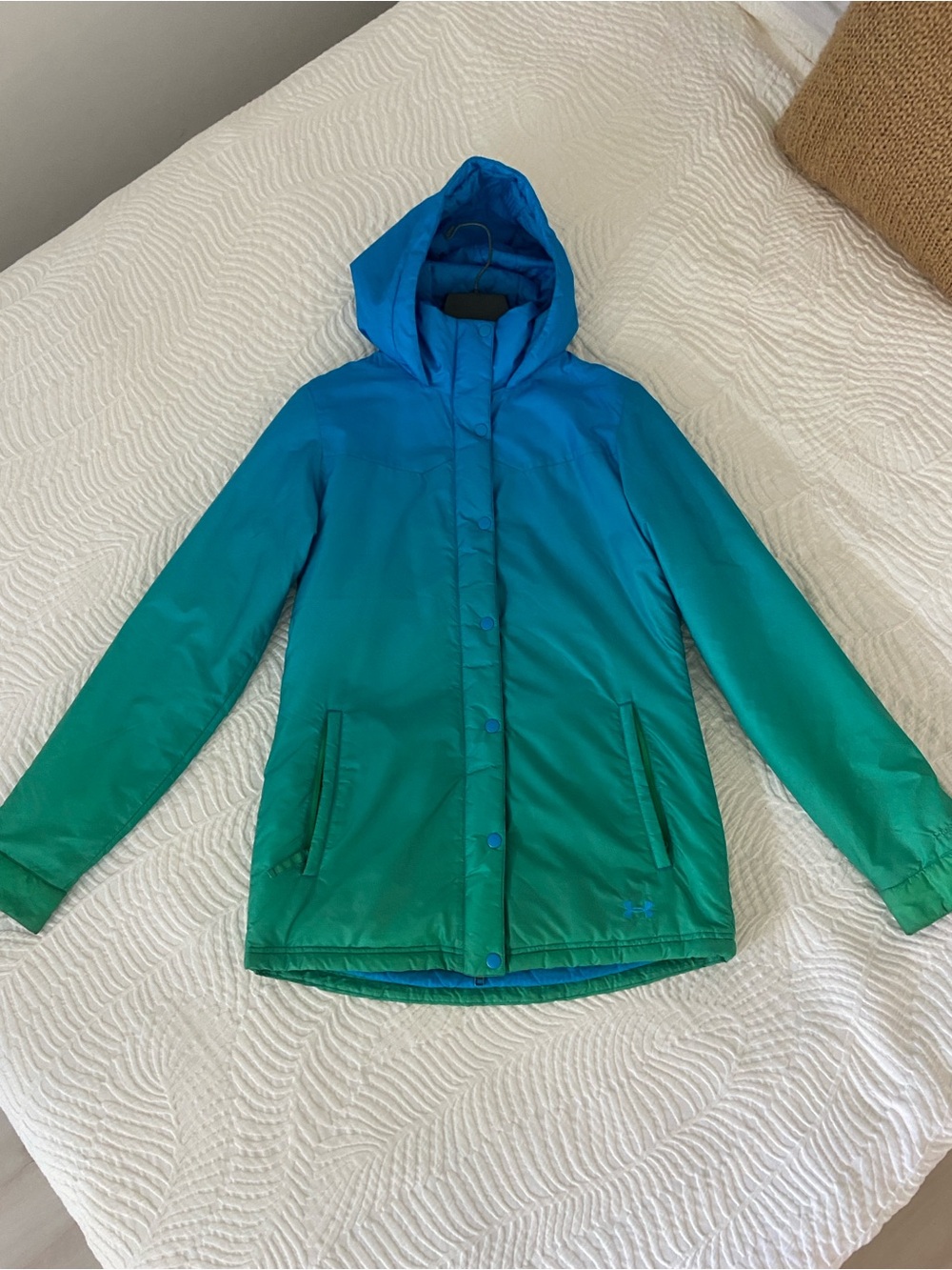 Under Armour ColdGear Ski Snowboard Hooded Jacket BlueGreen Ombre - SIZE MEDIUM